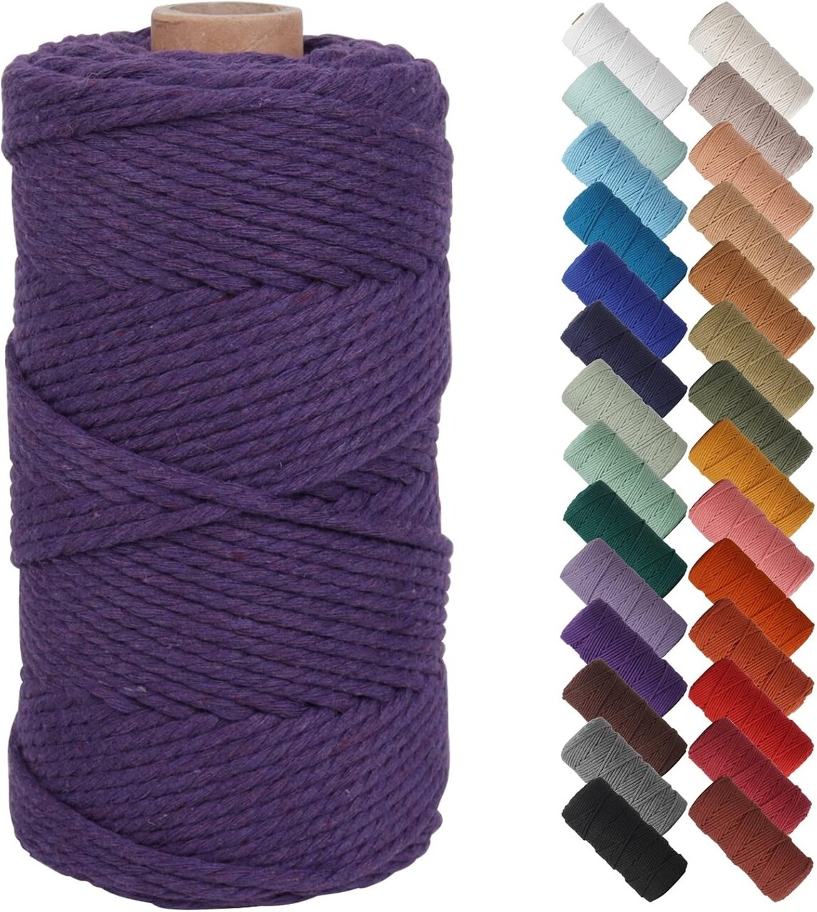 3mm x 109 Yards Natural Macrame Cord, Beige Cotton Rope for Wall Hangings, Plant Hangers, DIY Crafts & Knitting